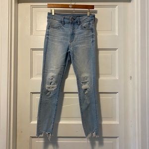 AE Light Wash High Rise Jegging Crop